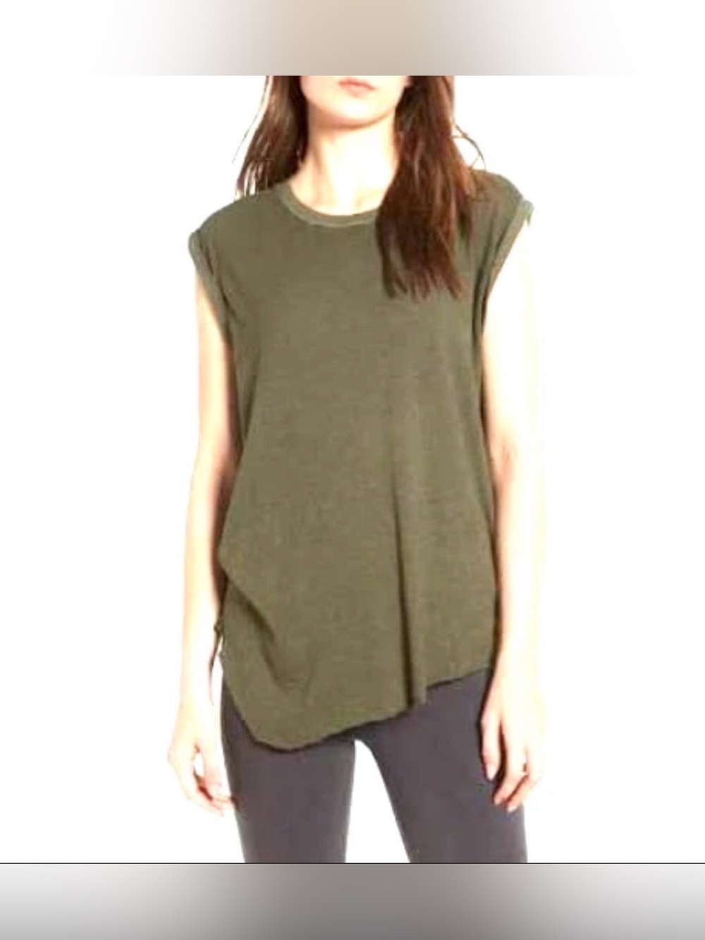 NWOT NEW Hudson Roll Sleeve Tank Top Dark Forest Cotton Linen Blend S Peru - Picture 4 of 10
